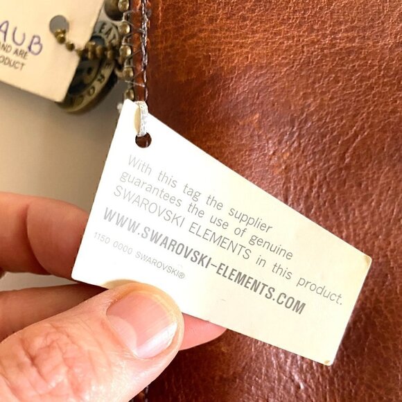 Leatherock Semi Precious Stone Leather Crossbody Swarovski Elements Brown HE31 - Picture 4 of 16